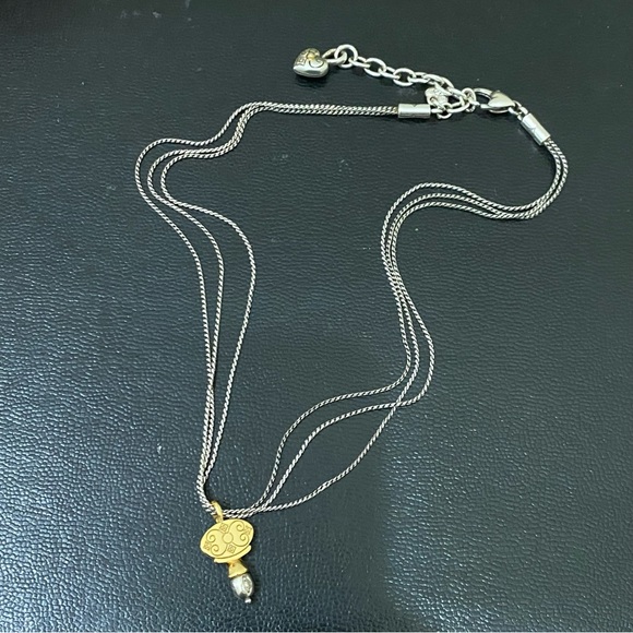 Retired BRIGHTON Venezia Gold/Silver Scrolled Oval Pendant 3-Strand Necklace - Picture 9 of 13